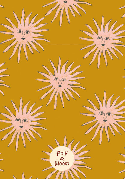 Nursery wallpaper - Pink Suns Yellow