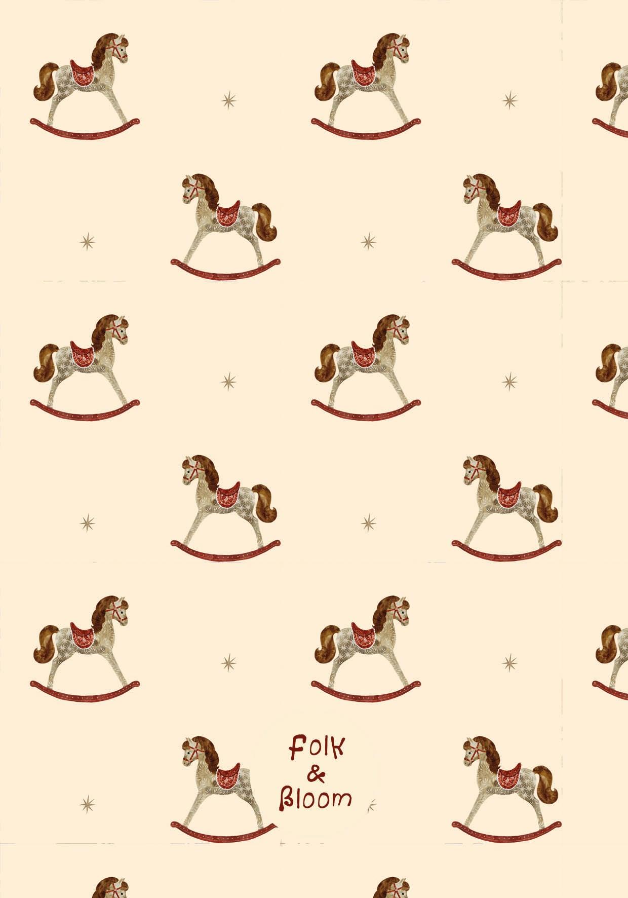 Children's wallpaper on roll - Rocking horses