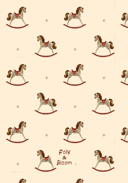 Children's wallpaper on roll - Rocking horses