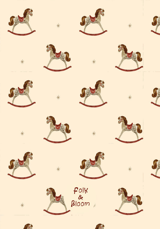 Children's wallpaper on roll - Rocking horses