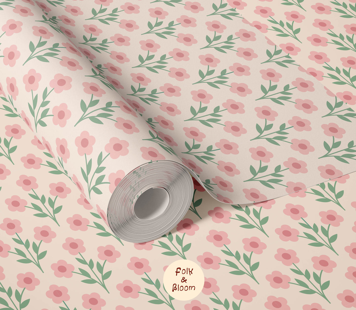Children's wallpaper on roll - Flowerpower Pink