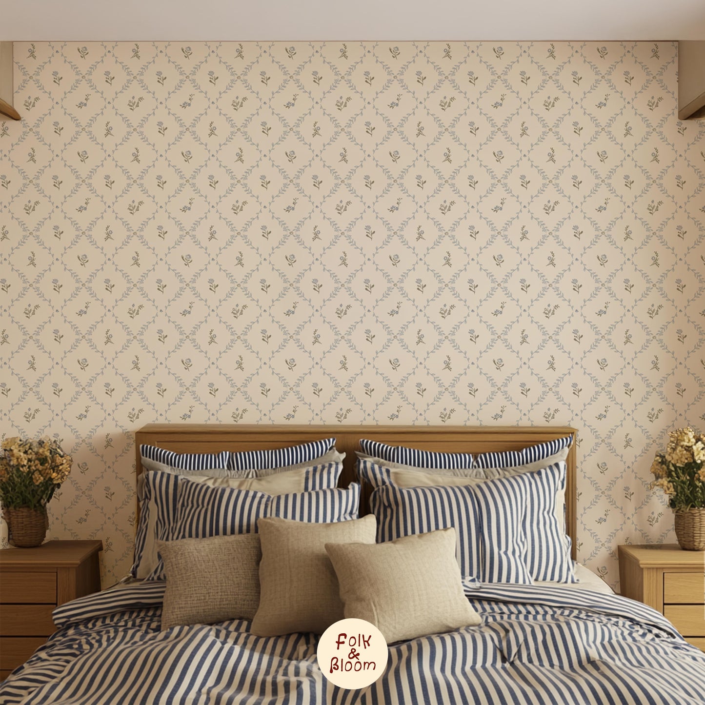 Blue flowers wallpaper classic nursery wallpapers