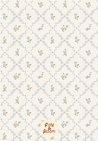 Blue flowers wallpaper classic nursery wallpapers