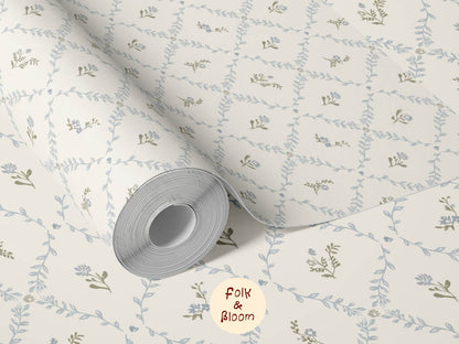 Blue flowers wallpaper classic nursery wallpapers