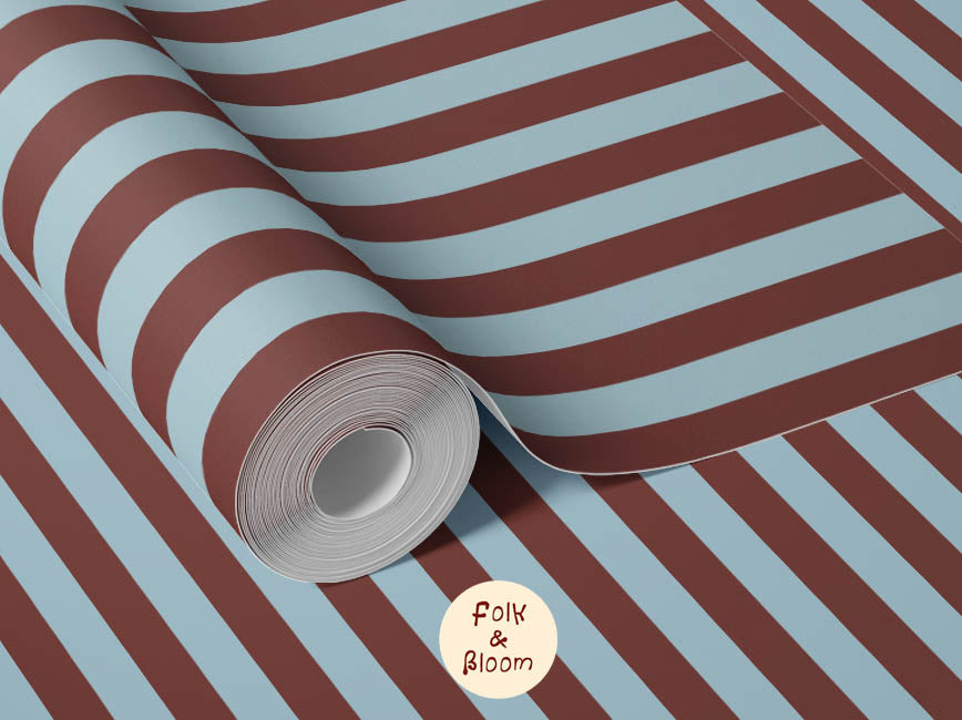 Children's wallpaper on roll - Stripes Red/Blue
