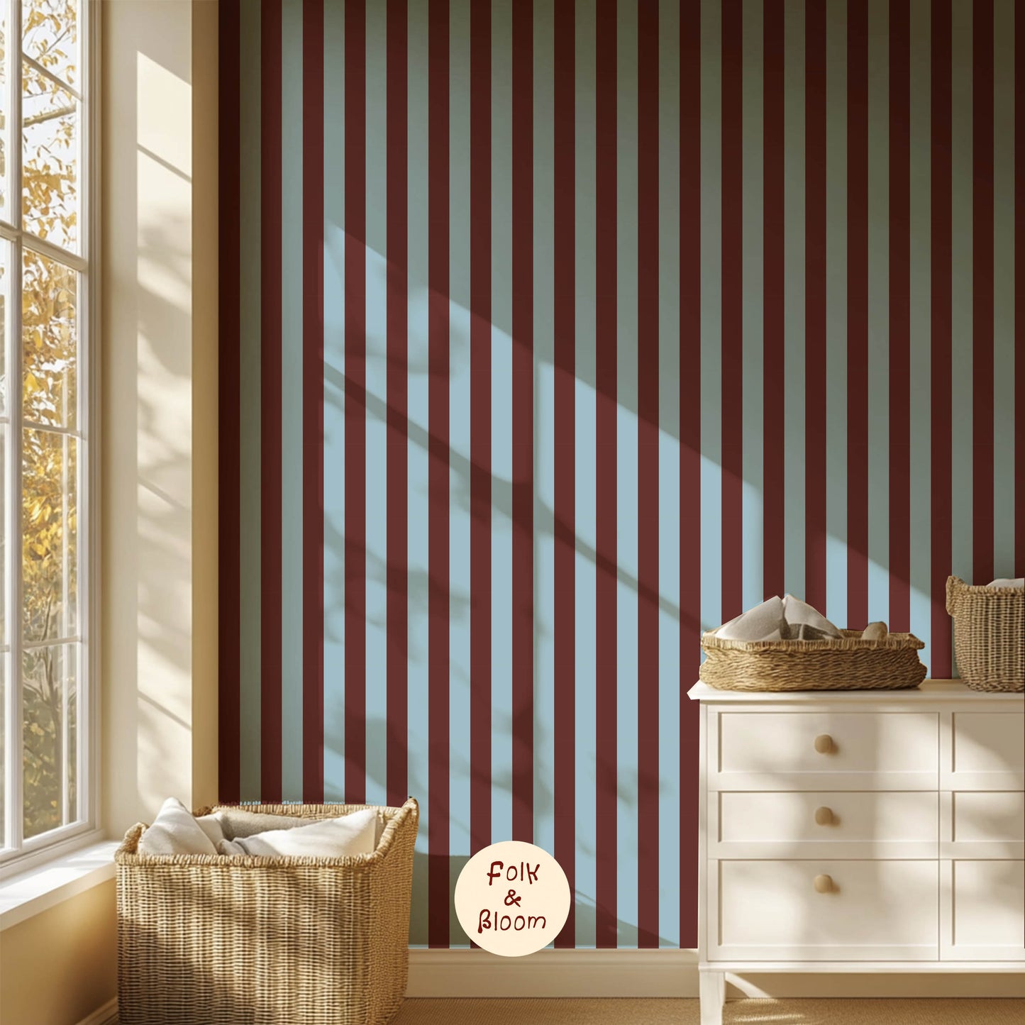 Children's wallpaper on roll - Stripes Red/Blue