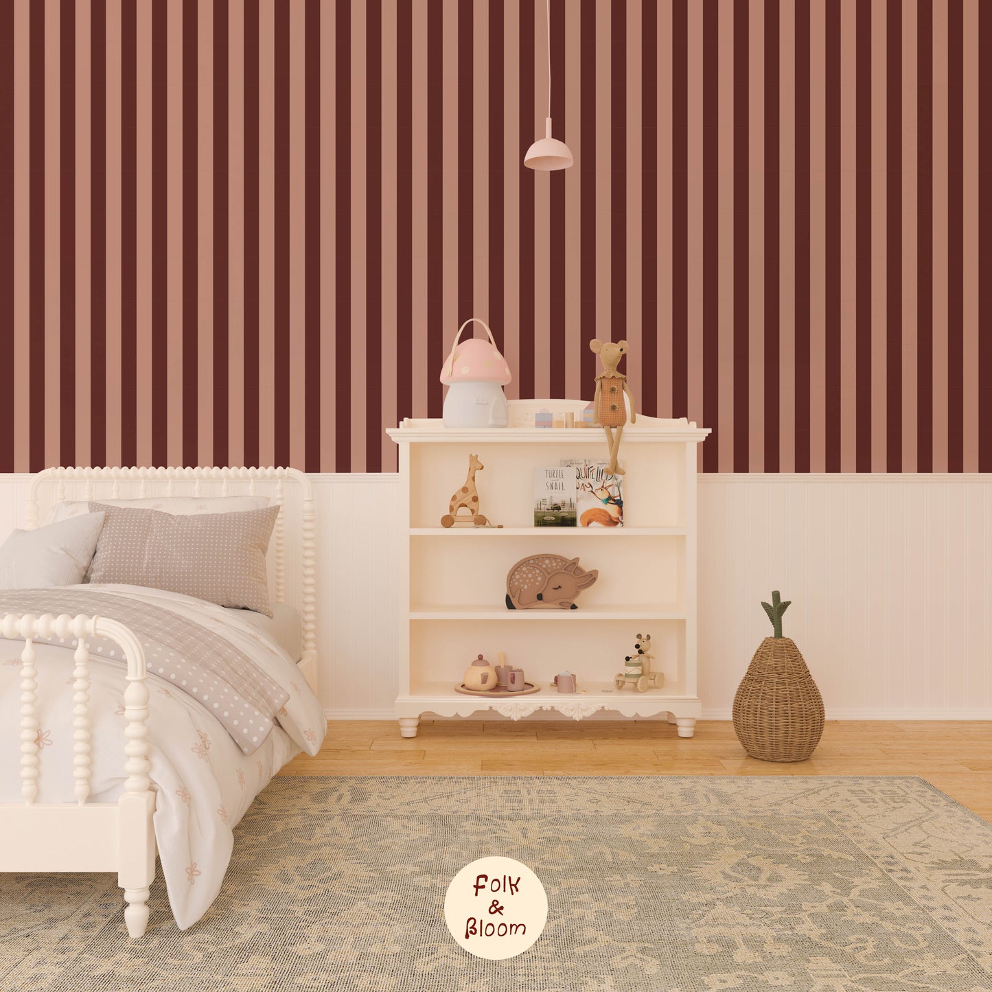 Children's wallpaper on roll - Stripes Red/Pink